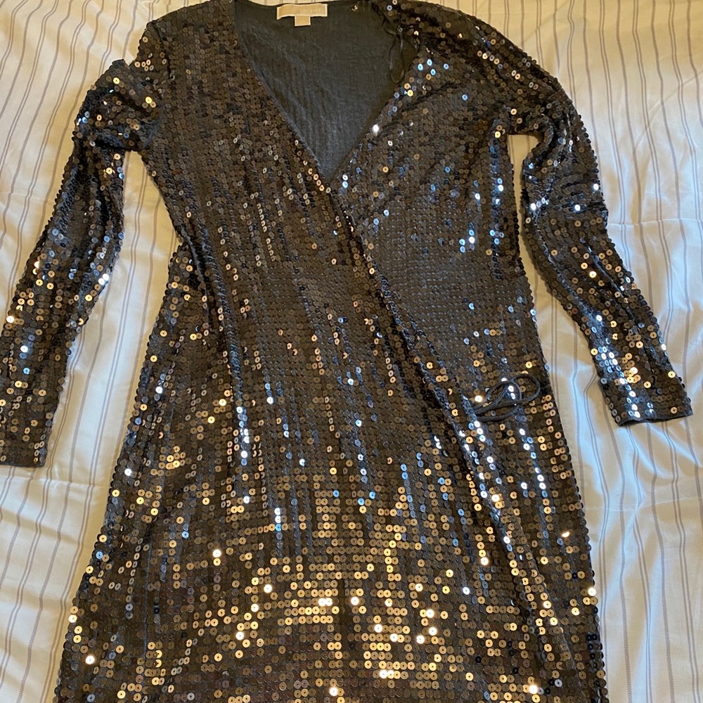 Charcoal Gray Sequined Dress